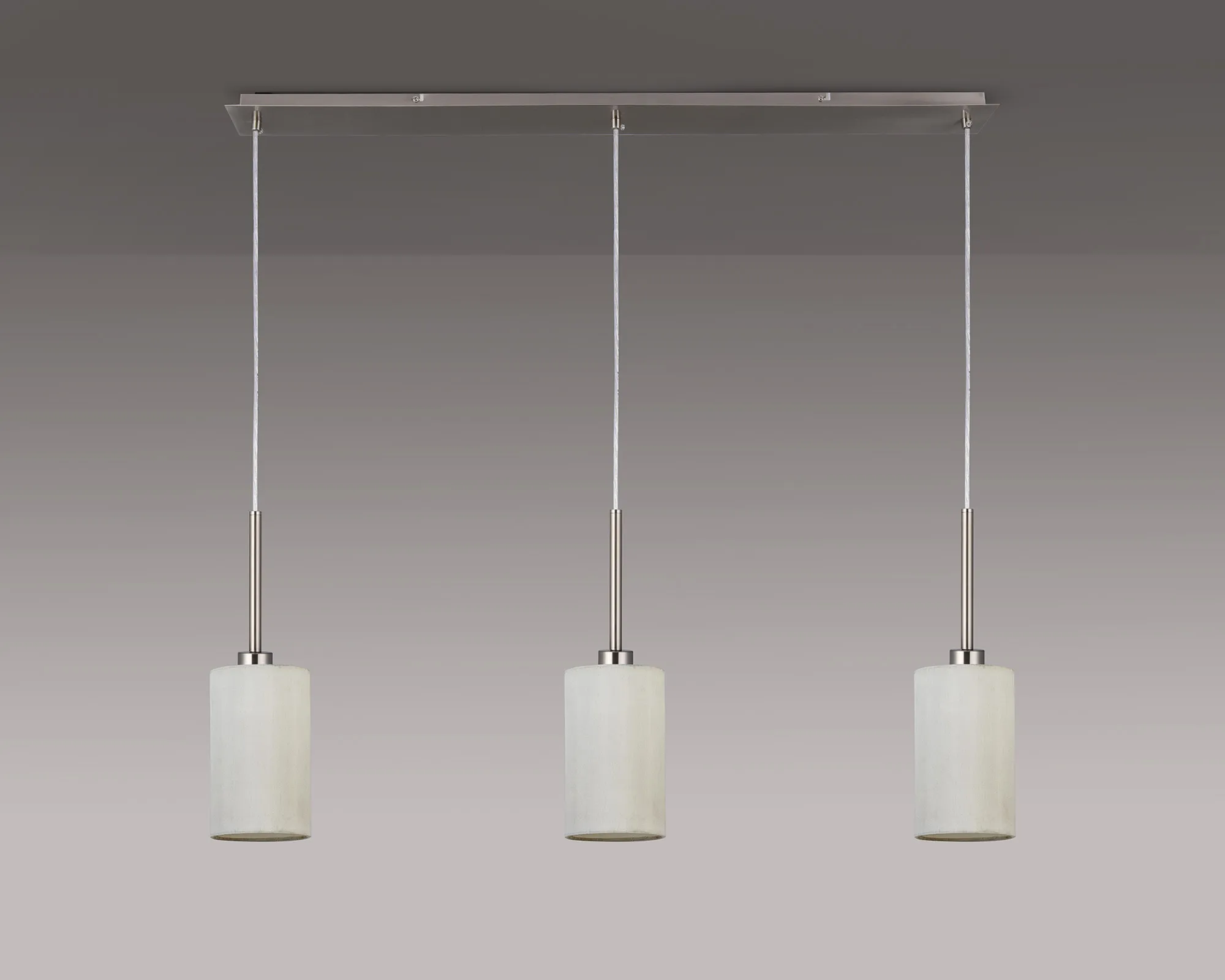 Baymont 12cm Shade 3 Light Pendant Satin Nickel, White DK0781  Deco Baymont SN WH
